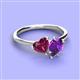 3 - Sasha Heart Shape Rhodolite Garnet & Pear Shape Amethyst 2 Stone Duo Ring 