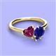 3 - Sasha Heart Shape Rhodolite Garnet & Pear Shape Lab Created Blue Sapphire 2 Stone Duo Ring 