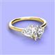 3 - Sasha GIA Certified Pear Shape Diamond & Heart Shape Lab Created White Sapphire 2 Stone Duo Ring 
