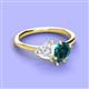 3 - Sasha Heart Shape Lab Created White Sapphire & Pear Shape London Blue Topaz 2 Stone Duo Ring 