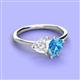 3 - Sasha Heart Shape Lab Created White Sapphire & Pear Shape Blue Topaz 2 Stone Duo Ring 