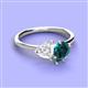 3 - Sasha Heart Shape Lab Created White Sapphire & Pear Shape London Blue Topaz 2 Stone Duo Ring 