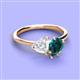 3 - Sasha Heart Shape Lab Created White Sapphire & Pear Shape London Blue Topaz 2 Stone Duo Ring 