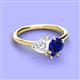 3 - Sasha Heart & Pear Shape Created White Sapphire & Created Blue Sapphire 2 Stone Duo Ring 