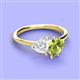3 - Sasha Heart Shape Lab Created White Sapphire & Pear Shape Peridot 2 Stone Duo Ring 