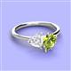 3 - Sasha Heart Shape Lab Created White Sapphire & Pear Shape Peridot 2 Stone Duo Ring 