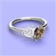 3 - Sasha Heart Shape Lab Created White Sapphire & Pear Shape Smoky Quartz 2 Stone Duo Ring 