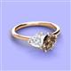 3 - Sasha Heart Shape Lab Created White Sapphire & Pear Shape Smoky Quartz 2 Stone Duo Ring 