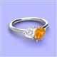3 - Sasha Heart Shape Lab Created White Sapphire & Pear Shape Citrine 2 Stone Duo Ring 