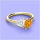 3 - Sasha Heart Shape Lab Created White Sapphire & Pear Shape Citrine 2 Stone Duo Ring 