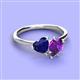 3 - Sasha Heart Shape Lab Created Blue Sapphire & Pear Shape Amethyst 2 Stone Duo Ring 