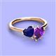 3 - Sasha Heart Shape Lab Created Blue Sapphire & Pear Shape Amethyst 2 Stone Duo Ring 