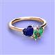 3 - Sasha Heart & Pear Shape Created Blue Sapphire & Created Alexandrite 2 Stone Duo Ring 