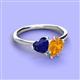3 - Sasha Heart Shape Lab Created Blue Sapphire & Pear Shape Citrine 2 Stone Duo Ring 