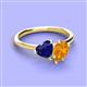 3 - Sasha Heart Shape Lab Created Blue Sapphire & Pear Shape Citrine 2 Stone Duo Ring 