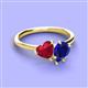 3 - Sasha Heart & Pear Shape Created Ruby & Created Blue Sapphire 2 Stone Duo Ring 