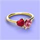 3 - Sasha Heart Shape Lab Created Ruby & Pear Shape Pink Tourmaline 2 Stone Duo Ring 