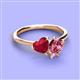 3 - Sasha Heart Shape Lab Created Ruby & Pear Shape Pink Tourmaline 2 Stone Duo Ring 