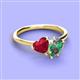 3 - Sasha Heart & Pear Shape Created Ruby & Created Alexandrite 2 Stone Duo Ring 