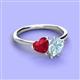 3 - Sasha Heart Shape Lab Created Ruby & Pear Shape Aquamarine 2 Stone Duo Ring 