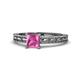 1 - Rachel Classic 5.50 mm Princess Cut Lab Created Pink Sapphire Solitaire Engagement Ring 