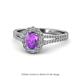 1 - Raisa Desire Oval Shape Amethyst and Round Diamond Halo Engagement Ring 