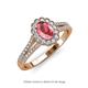 3 - Raisa Desire Oval Shape Pink Tourmaline and Round Diamond Halo Engagement Ring 