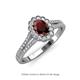 3 - Raisa Desire Oval Shape Red Garnet and Round Diamond Halo Engagement Ring 