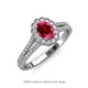 3 - Raisa Desire Oval Shape Ruby and Round Diamond Halo Engagement Ring 