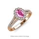 3 - Raisa Desire Oval Shape Pink Sapphire and Round Lab Grown Diamond Halo Engagement Ring 