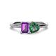 1 - Esther Emerald Shape Amethyst & Heart Shape Lab Created Alexandrite 2 Stone Duo Ring 