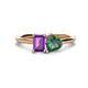 1 - Esther Emerald Shape Amethyst & Heart Shape Lab Created Alexandrite 2 Stone Duo Ring 