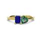 1 - Esther Emerald Shape Created Blue Sapphire & Heart Shape Lab Created Alexandrite 2 Stone Duo Ring 