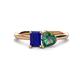 1 - Esther Emerald Shape Created Blue Sapphire & Heart Shape Lab Created Alexandrite 2 Stone Duo Ring 