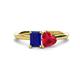 1 - Esther Emerald Shape Lab Created Blue Sapphire & Heart Shape Lab Created Ruby 2 Stone Duo Ring 