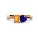 1 - Esther Emerald Shape Citrine & Heart Shape Lab Created Blue Sapphire 2 Stone Duo Ring 