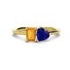 1 - Esther Emerald Shape Citrine & Heart Shape Lab Created Blue Sapphire 2 Stone Duo Ring 
