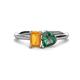 1 - Esther Emerald Shape Citrine & Heart Shape Lab Created Alexandrite 2 Stone Duo Ring 