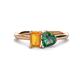 1 - Esther Emerald Shape Citrine & Heart Shape Lab Created Alexandrite 2 Stone Duo Ring 