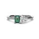 1 - Esther GIA Certified Heart Shape Diamond & Emerald Shape Lab Created Alexandrite 2 Stone Duo Ring 