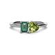 1 - Esther Emerald Shape Lab Created Alexandrite & Heart Shape Peridot 2 Stone Duo Ring 