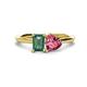 1 - Esther Emerald Shape Lab Created Alexandrite & Heart Shape Pink Tourmaline 2 Stone Duo Ring 