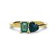 1 - Esther Emerald Shape Lab Created Alexandrite & Heart Shape London Blue Topaz 2 Stone Duo Ring 