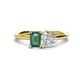 1 - Esther IGI Certified Heart Shape Lab Grown Diamond & Emerald Shape Lab Created Alexandrite 2 Stone Duo Ring 