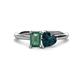 1 - Esther Emerald Shape Lab Created Alexandrite & Heart Shape London Blue Topaz 2 Stone Duo Ring 