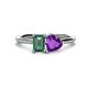 1 - Esther Emerald Shape Lab Created Alexandrite & Heart Shape Amethyst 2 Stone Duo Ring 