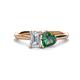 1 - Esther GIA Certified Emerald Shape Diamond & Heart Shape Lab Created Alexandrite 2 Stone Duo Ring 