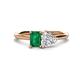 1 - Esther Emerald Shape Lab Created Emerald & Heart Shape Forever One Moissanite 2 Stone Duo Ring 