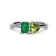 1 - Esther Emerald Shape Lab Created Emerald & Heart Shape Peridot 2 Stone Duo Ring 