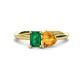 1 - Esther Emerald Shape Lab Created Emerald & Heart Shape Citrine 2 Stone Duo Ring 